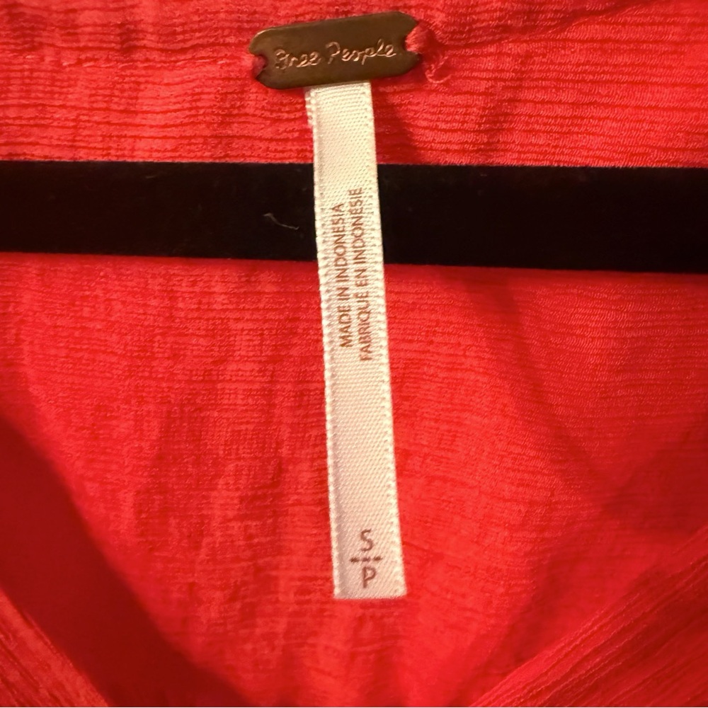 NEW FREE PEOPLE LADY LUCK RED ORANGE DRAPEY WRAP PLUNGE V-NECK BLOUSE SMALL HOT! - Picture 7 of 16